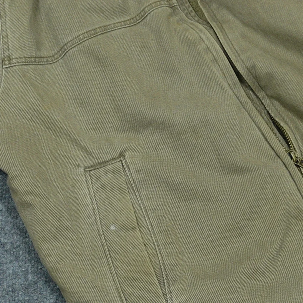 Woolrich Jacket Mens Large Tan Denim Sherpa Lined Full Zip Cotton Workwear Coat